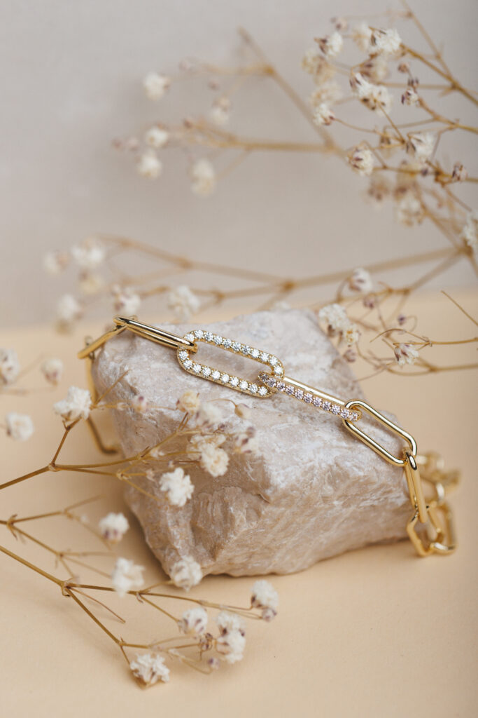 LEA naszyjnik bransoletka duże ogniwa cyrkonie błyszczące Impreza Sylwester Biżuteria pozłacana modna prezent dla niej FRIGG jwl